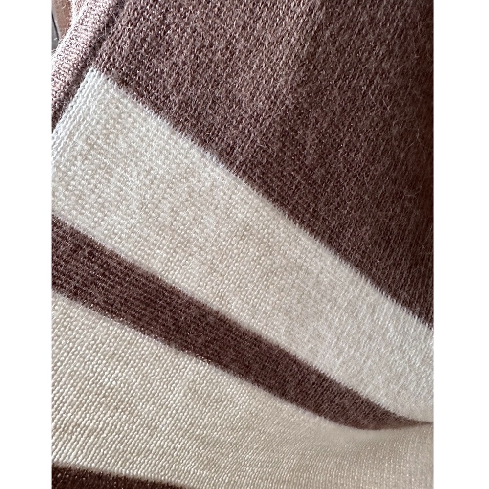 Brochu Walker City Alpaca Wool Brown Cream Striped Sweater Poncho One Size - Picture 6 of 8